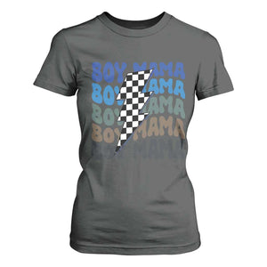 Funny Boy Mama T Shirt For Women Mother's Day Checkered Lightning Bolt TS11 Dark Heather Print Your Wear