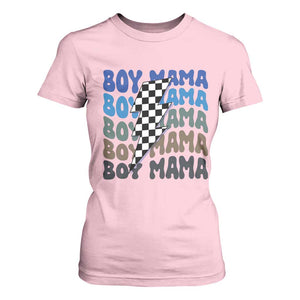 Funny Boy Mama T Shirt For Women Mother's Day Checkered Lightning Bolt TS11 Light Pink Print Your Wear