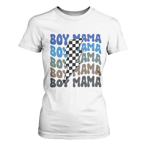 Funny Boy Mama T Shirt For Women Mother's Day Checkered Lightning Bolt TS11 White Print Your Wear