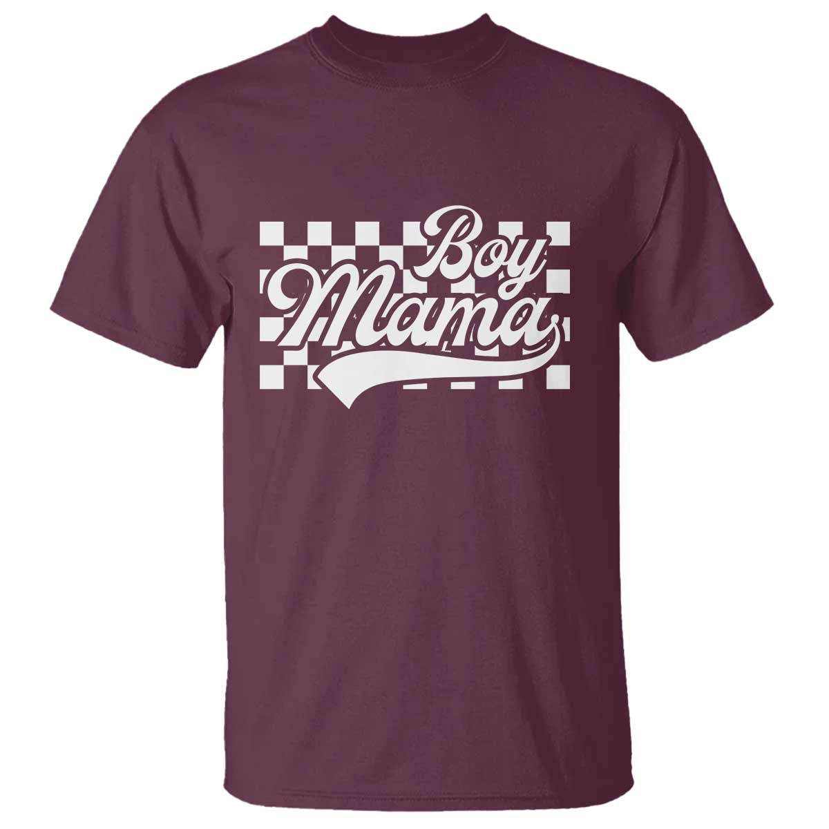 Funny Boy Mama T Shirt Mama Of Boy Checkerboard Mother's Day TS11 Maroon Print Your Wear