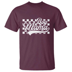 Funny Boy Mama T Shirt Mama Of Boy Checkerboard Mother's Day TS11 Maroon Print Your Wear
