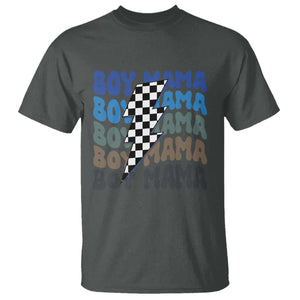 Funny Boy Mama T Shirt Mother's Day Checkered Lightning Bolt TS11 Dark Heather Print Your Wear
