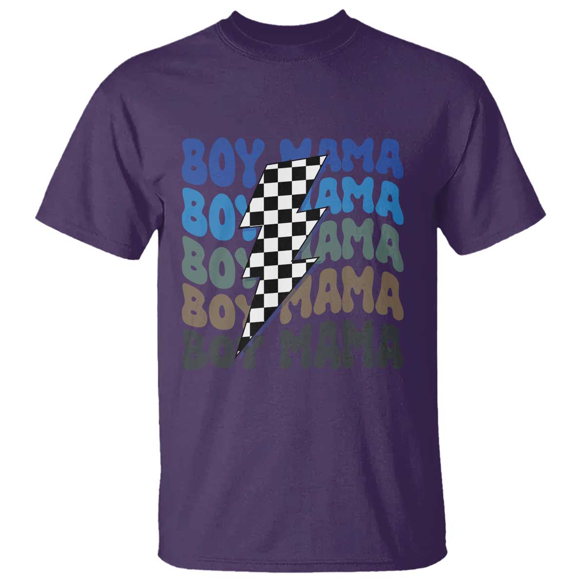 Funny Boy Mama T Shirt Mother's Day Checkered Lightning Bolt TS11 Purple Print Your Wear