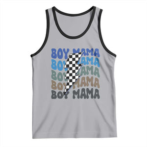 Funny Boy Mama Tank Top Mother's Day Checkered Lightning Bolt TS11 Athletic Heather Black Print Your Wear