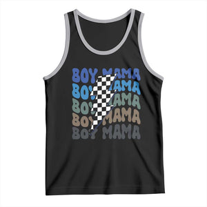 Funny Boy Mama Tank Top Mother's Day Checkered Lightning Bolt TS11 Black Athletic Heather Print Your Wear