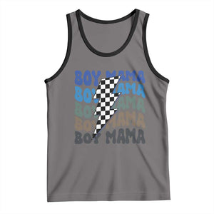 Funny Boy Mama Tank Top Mother's Day Checkered Lightning Bolt TS11 Deep Heather Black Print Your Wear