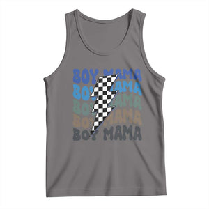 Funny Boy Mama Tank Top Mother's Day Checkered Lightning Bolt TS11 Deep Heather Print Your Wear