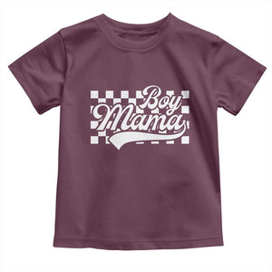 Funny Boy Mama Toddler T Shirt Mama Of Boy Checkerboard Mother's Day TS11 Maroon Print Your Wear