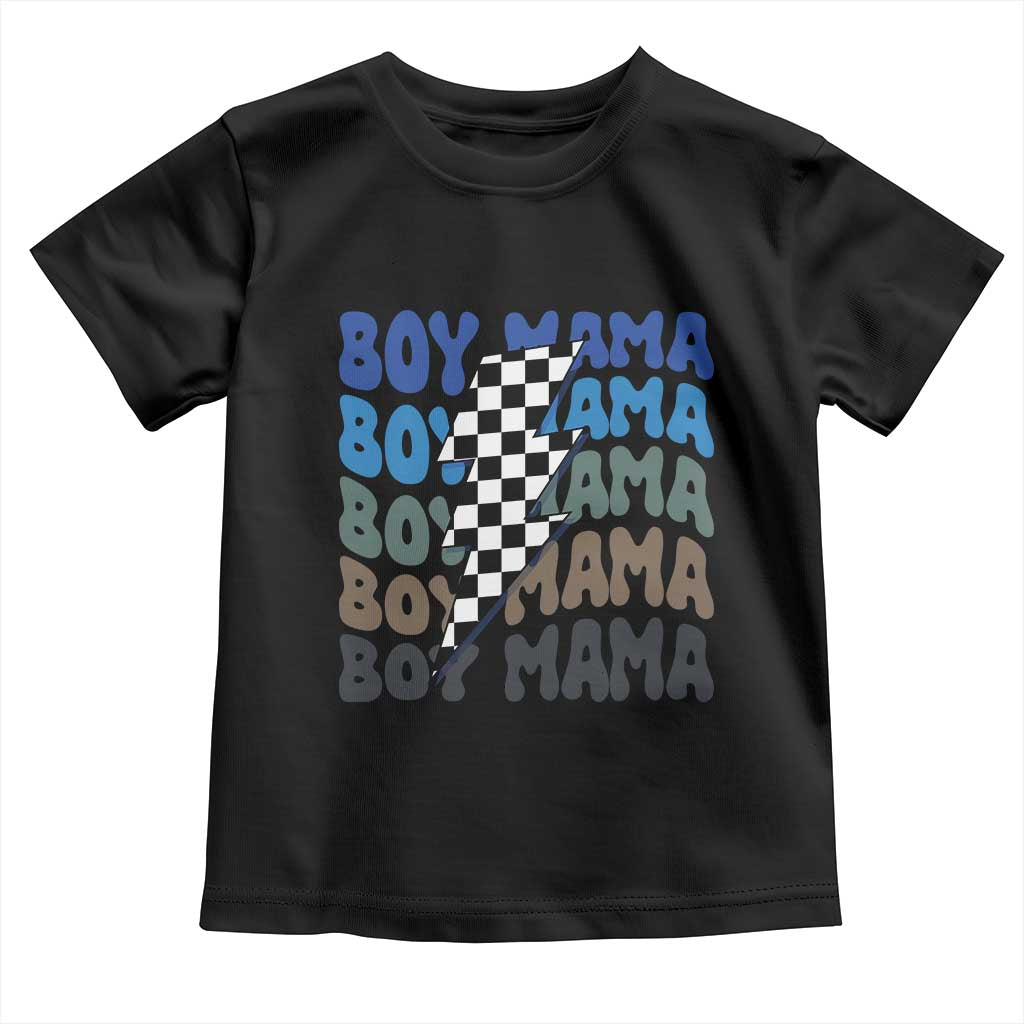 Funny Boy Mama Toddler T Shirt Mother's Day Checkered Lightning Bolt TS11 Black Print Your Wear