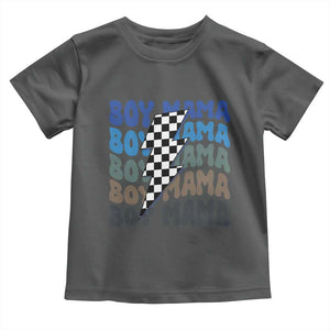 Funny Boy Mama Toddler T Shirt Mother's Day Checkered Lightning Bolt TS11 Dark Heather Print Your Wear