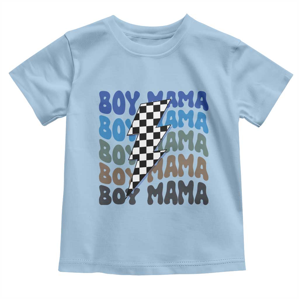 Funny Boy Mama Toddler T Shirt Mother's Day Checkered Lightning Bolt TS11 Light Blue Print Your Wear