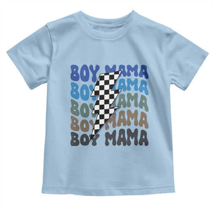 Funny Boy Mama Toddler T Shirt Mother's Day Checkered Lightning Bolt TS11 Light Blue Print Your Wear