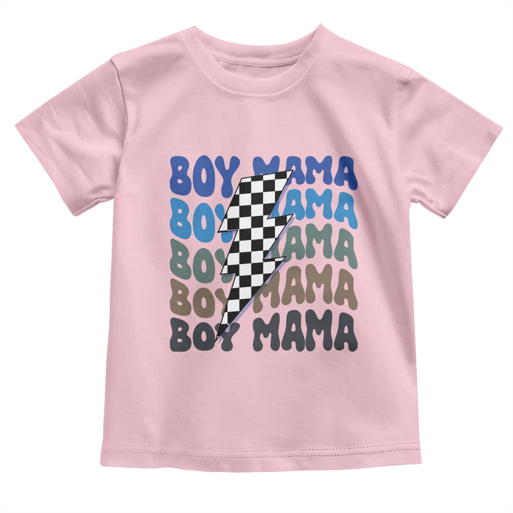 Funny Boy Mama Toddler T Shirt Mother's Day Checkered Lightning Bolt TS11 Light Pink Print Your Wear
