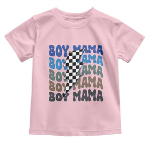 Funny Boy Mama Toddler T Shirt Mother's Day Checkered Lightning Bolt TS11 Light Pink Print Your Wear