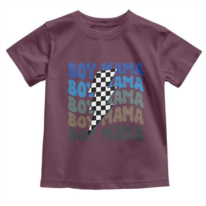 Funny Boy Mama Toddler T Shirt Mother's Day Checkered Lightning Bolt TS11 Maroon Print Your Wear