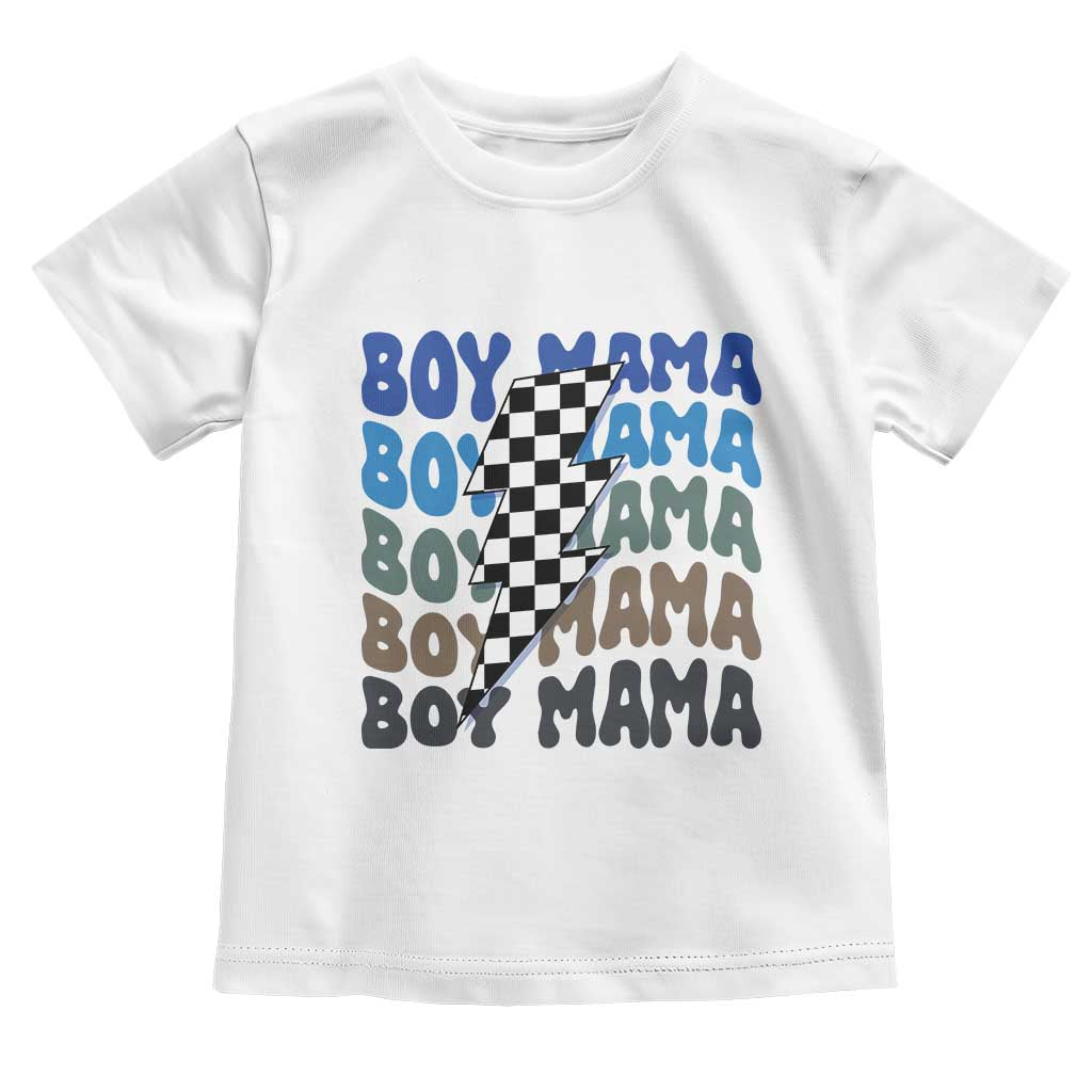 Funny Boy Mama Toddler T Shirt Mother's Day Checkered Lightning Bolt TS11 White Print Your Wear