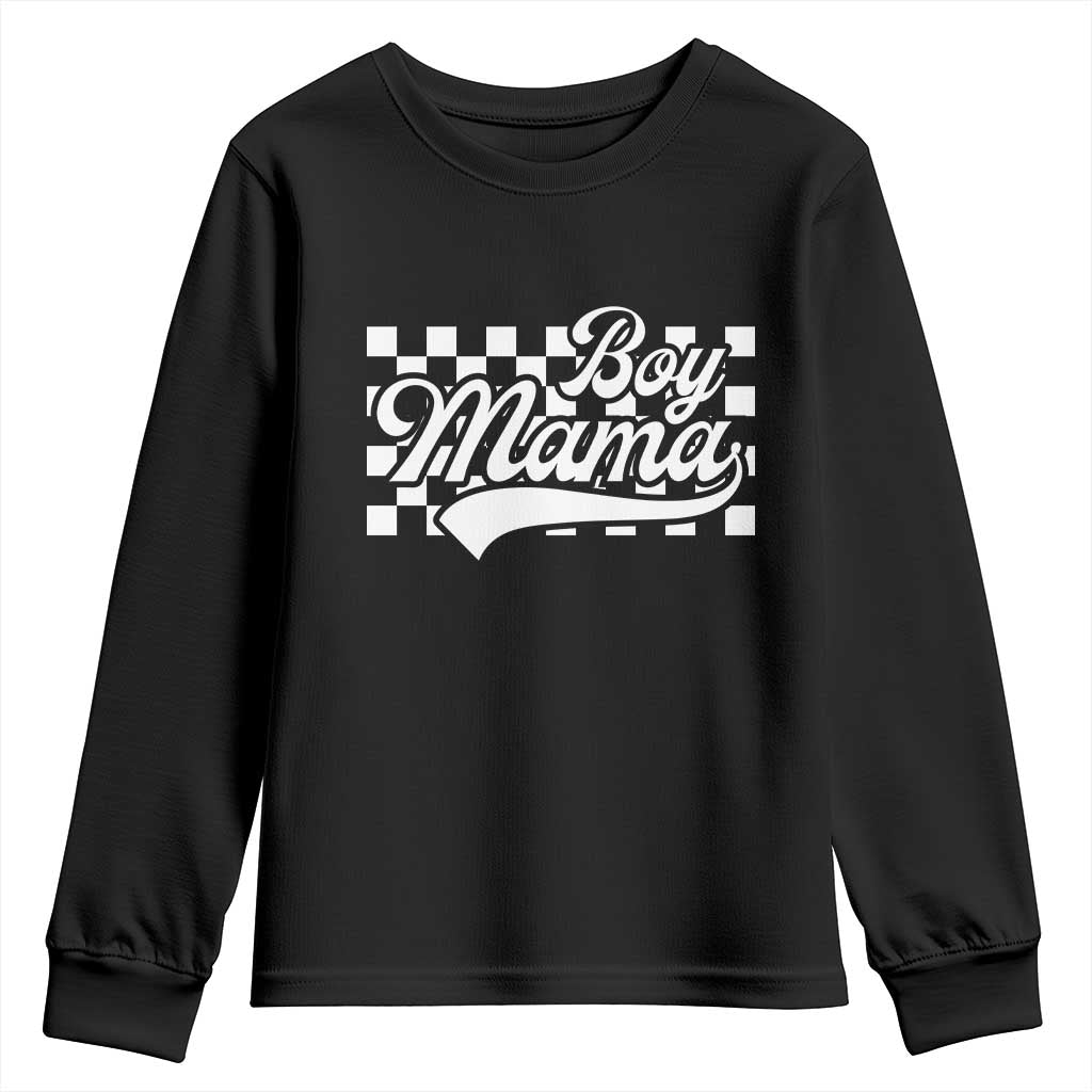 Funny Boy Mama Youth Sweatshirt Mama Of Boy Checkerboard Mother's Day TS11 Black Print Your Wear