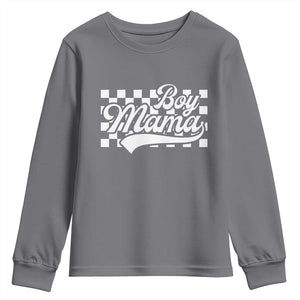 Funny Boy Mama Youth Sweatshirt Mama Of Boy Checkerboard Mother's Day TS11 Charcoal Print Your Wear