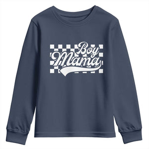 Funny Boy Mama Youth Sweatshirt Mama Of Boy Checkerboard Mother's Day TS11 Navy Print Your Wear