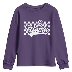 Funny Boy Mama Youth Sweatshirt Mama Of Boy Checkerboard Mother's Day TS11 Purple Print Your Wear