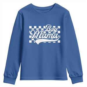 Funny Boy Mama Youth Sweatshirt Mama Of Boy Checkerboard Mother's Day TS11 Royal Blue Print Your Wear