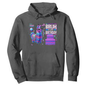 Funny Bruh It's My Birthday Hoodie Llama Pinata Gaming Bday TS11 Dark Heather Print Your Wear