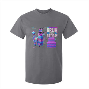 Funny Bruh It's My Birthday T Shirt For Kid Llama Pinata Gaming Bday TS11 Charcoal Print Your Wear