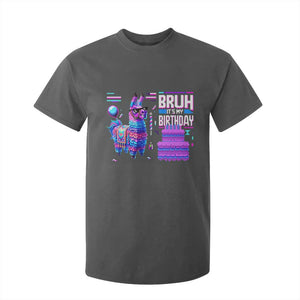 Funny Bruh It's My Birthday T Shirt For Kid Llama Pinata Gaming Bday TS11 Dark Heather Print Your Wear