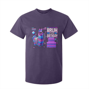 Funny Bruh It's My Birthday T Shirt For Kid Llama Pinata Gaming Bday TS11 Purple Print Your Wear
