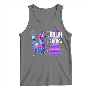 Funny Bruh It's My Birthday Tank Top Llama Pinata Gaming Bday TS11 Black Heather Print Your Wear