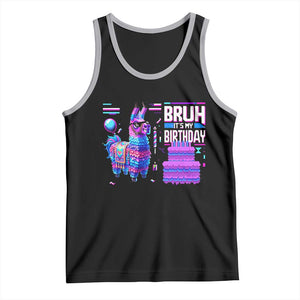 Funny Bruh It's My Birthday Tank Top Llama Pinata Gaming Bday TS11 Black Athletic Heather Print Your Wear