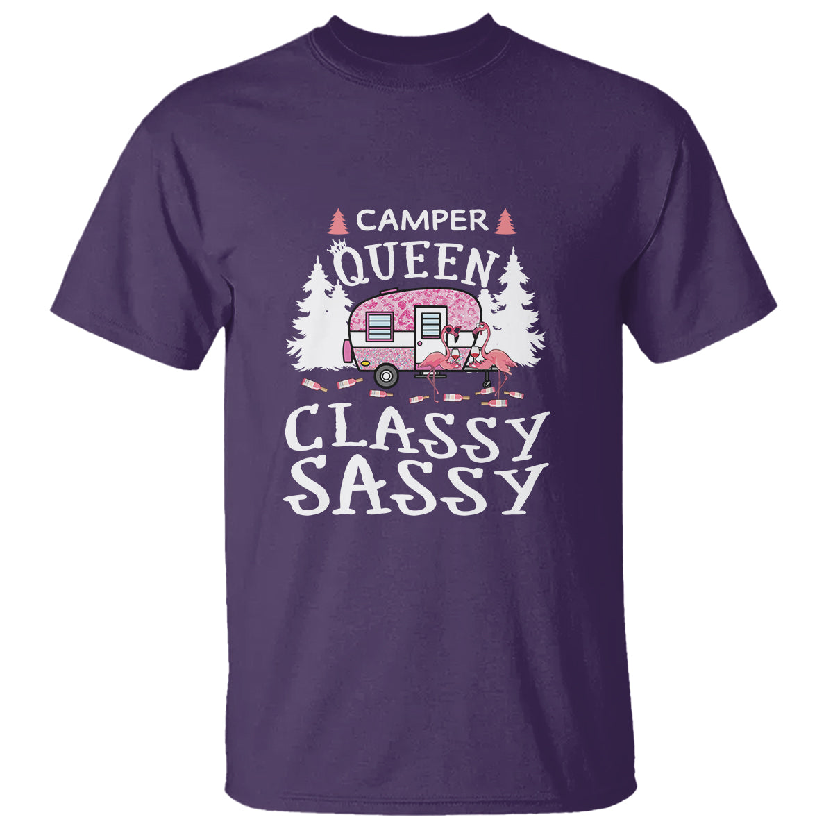 Funny Camping Flamingo T Shirt Camper Queen Classy Sassy TS09 Purple Printyourwear
