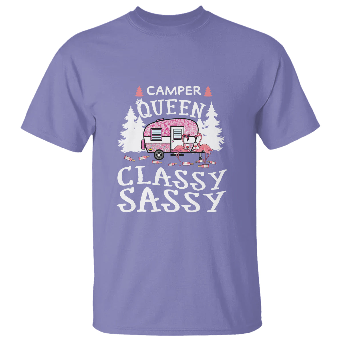 Funny Camping Flamingo T Shirt Camper Queen Classy Sassy TS09 Violet Printyourwear