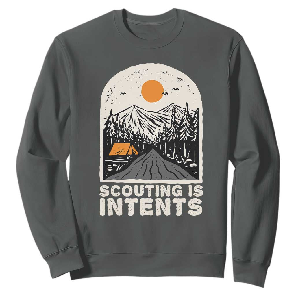Funny Camping Is Intent Sweatshirt For Camper Hiking Outdoors Adventure Lover TS02 Dark Heather Print Your Wear