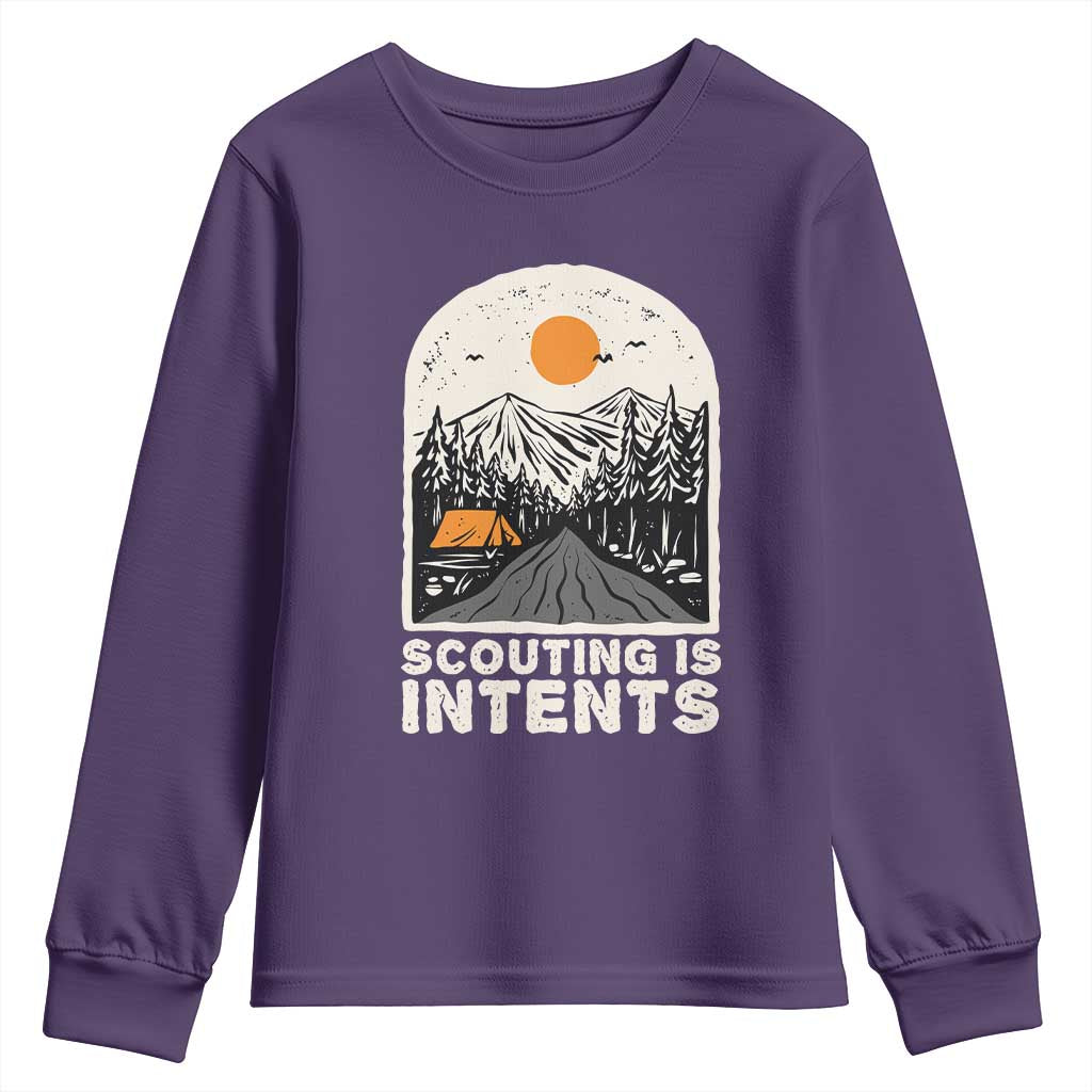 Funny Camping Is Intent Youth Sweatshirt For Camper Hiking Outdoors Adventure Lover TS02 Purple Print Your Wear