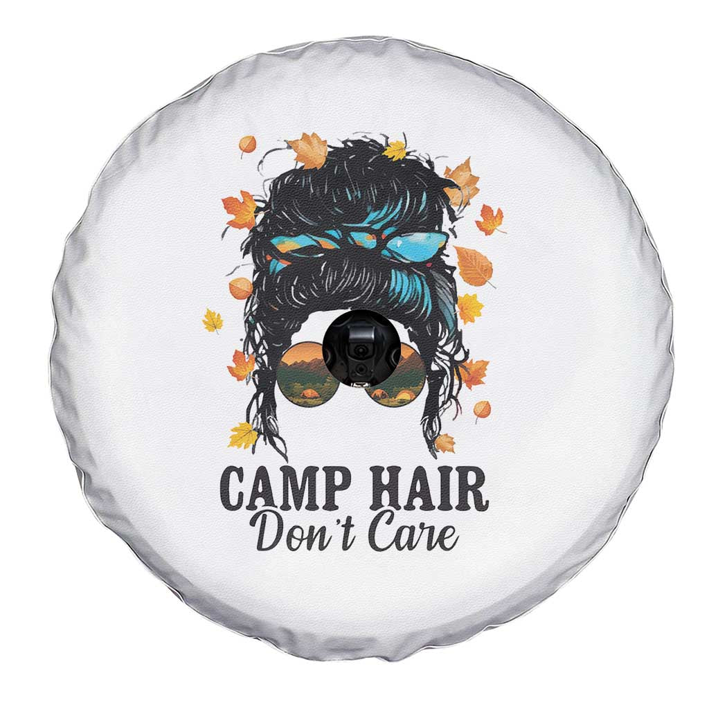 Funny Camping Lover Spare Tire Cover Camp Hair Don't Care Messy Bun Camper TS11 Print Your Wear