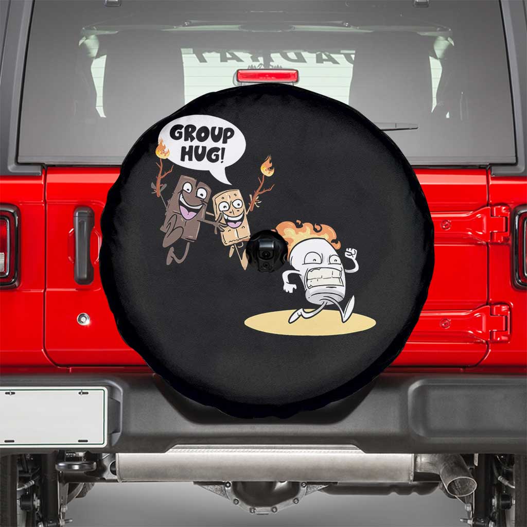 Funny Camping Spare Tire Cover Group Hug S'more Roasting Outdoor TS11 Black Print Your Wear