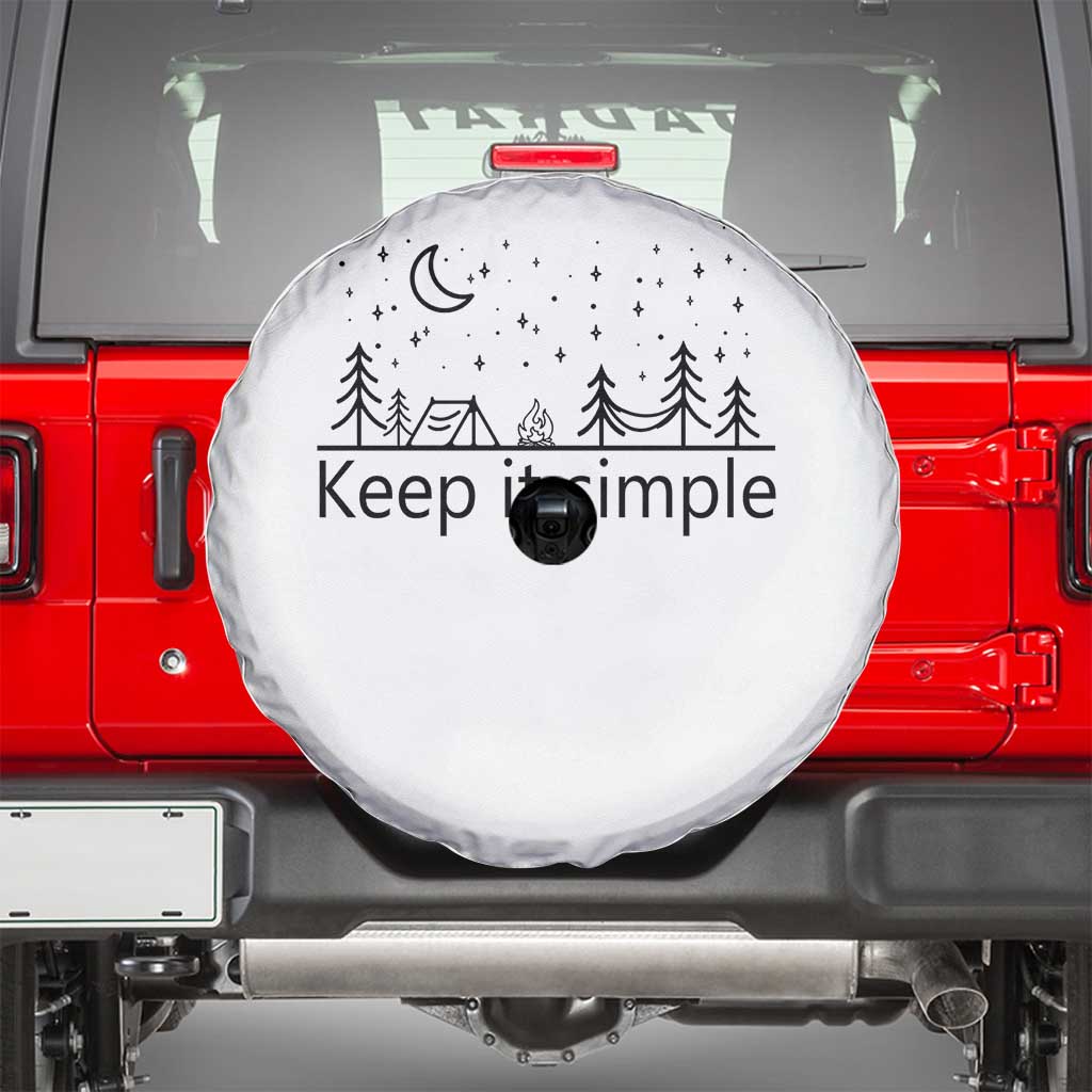 Funny Camping Spare Tire Cover Keep It Simple Outdoor Minimalist TS11 White Print Your Wear