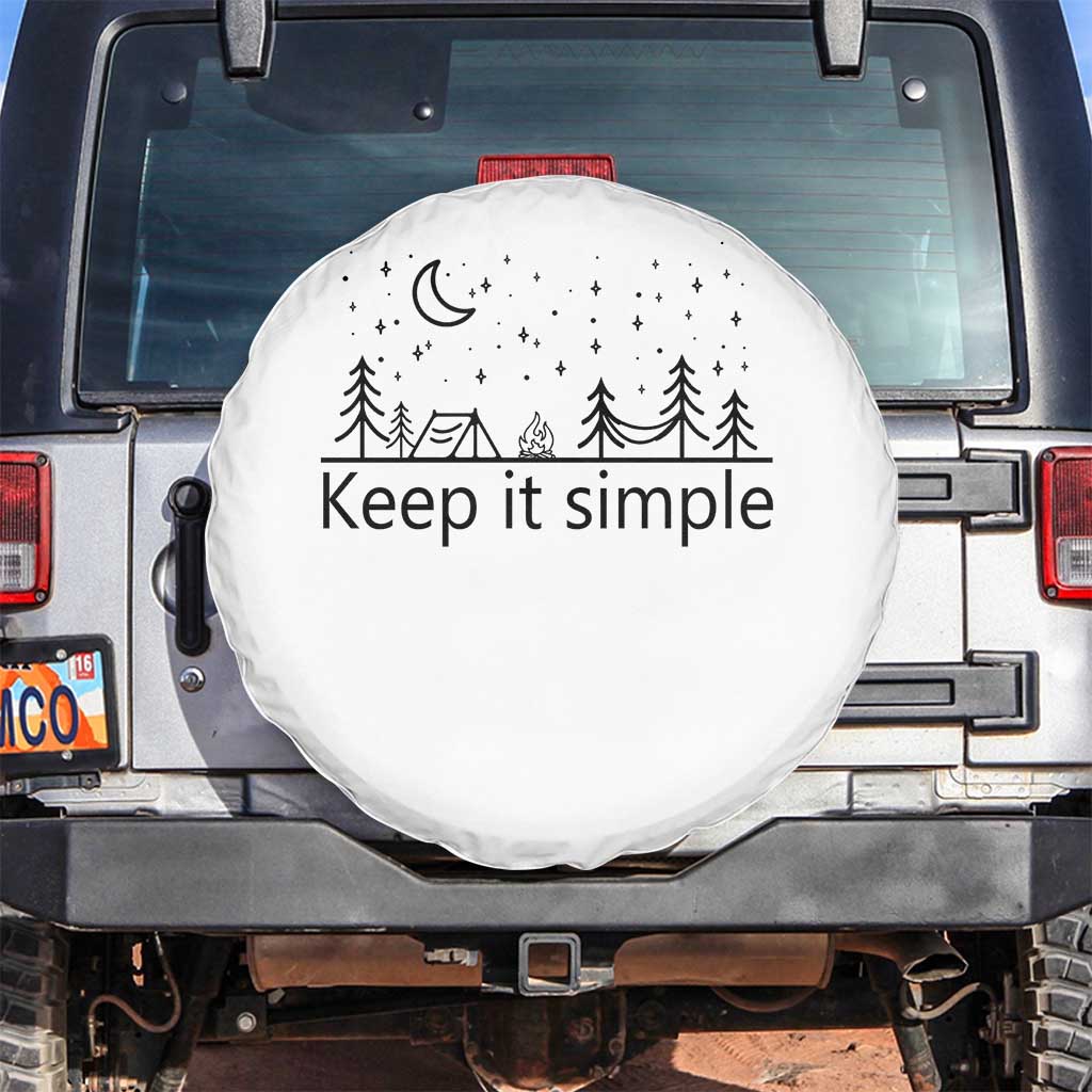 Funny Camping Spare Tire Cover Keep It Simple Outdoor Minimalist TS11 No hole White Print Your Wear