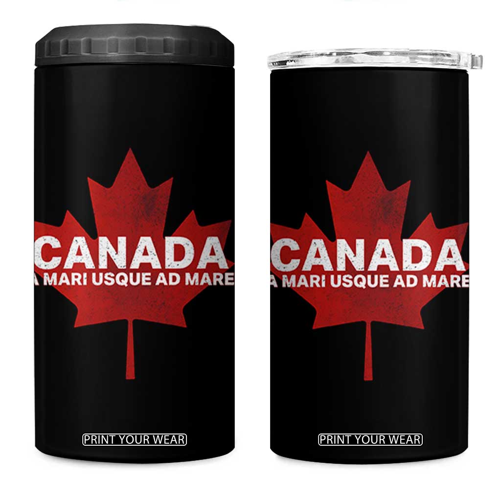Funny Canada A Mari Usque Ad Mare 4 in 1 Can Cooler Tumbler Canadian Flag Patriotic TS11 One Size: 16 oz Black Print Your Wear
