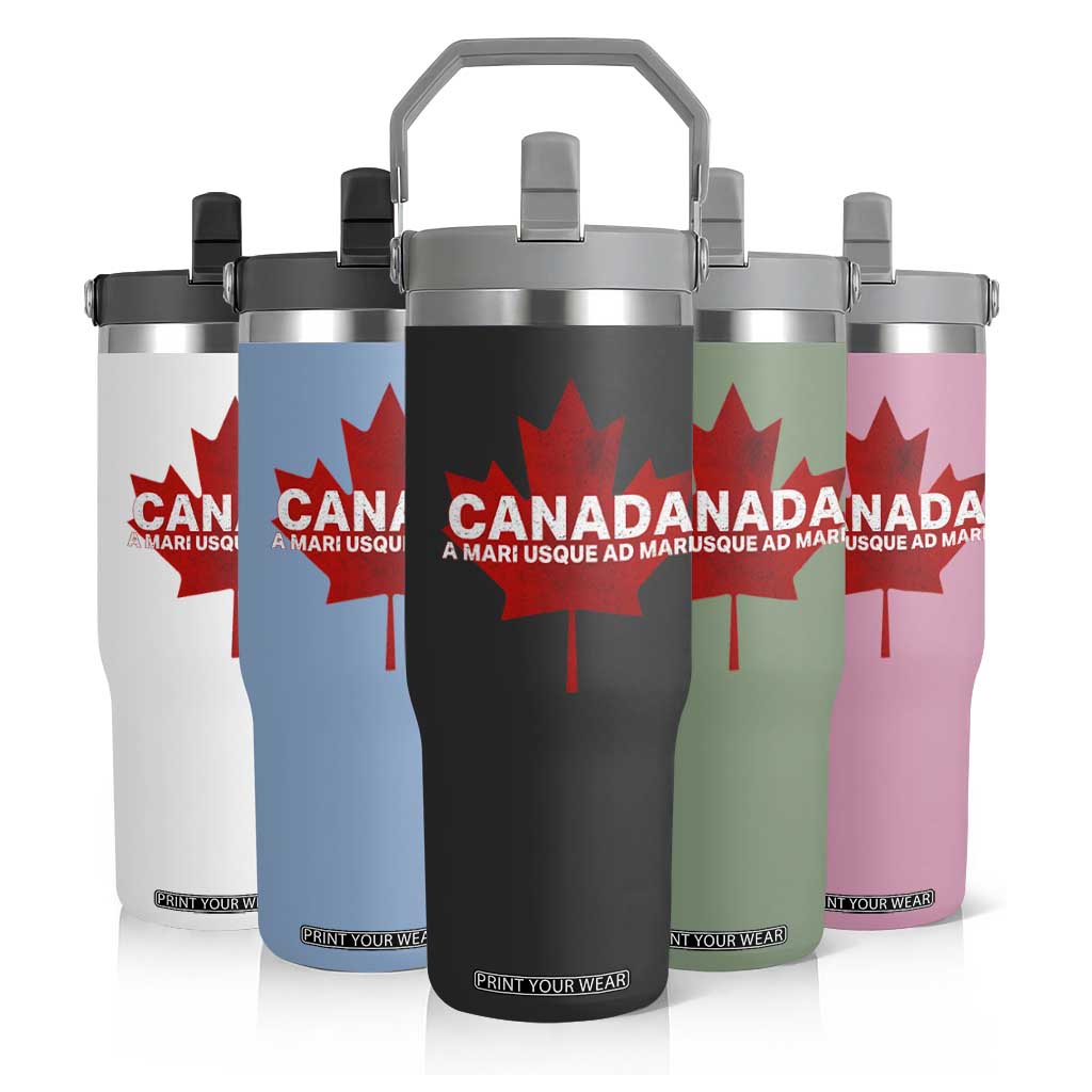 Funny Canada A Mari Usque Ad Mare Flip Straw Tumbler Canadian Flag Patriotic TS11 Print Your Wear