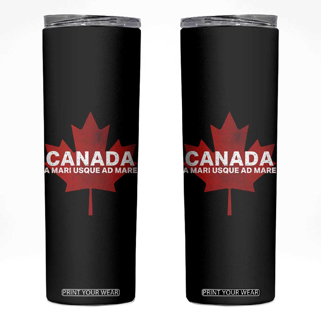 Funny Canada A Mari Usque Ad Mare Skinny Tumbler Canadian Flag Patriotic TS11 Black Print Your Wear