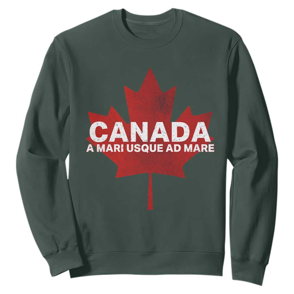 Funny Canada A Mari Usque Ad Mare Sweatshirt Canadian Flag Patriotic TS11 Dark Forest Green Print Your Wear