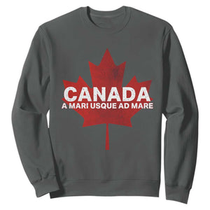 Funny Canada A Mari Usque Ad Mare Sweatshirt Canadian Flag Patriotic TS11 Dark Heather Print Your Wear