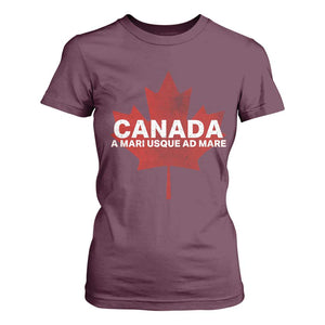 Funny Canada A Mari Usque Ad Mare T Shirt For Women Canadian Flag Patriotic TS11 Maroon Print Your Wear