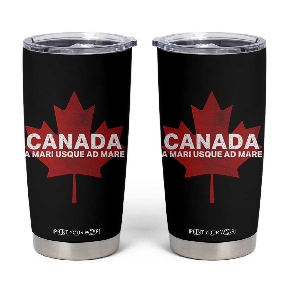 Funny Canada A Mari Usque Ad Mare Tumbler Cup Canadian Flag Patriotic TS11 Black Print Your Wear