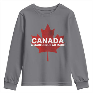 Funny Canada A Mari Usque Ad Mare Youth Sweatshirt Canadian Flag Patriotic TS11 Charcoal Print Your Wear