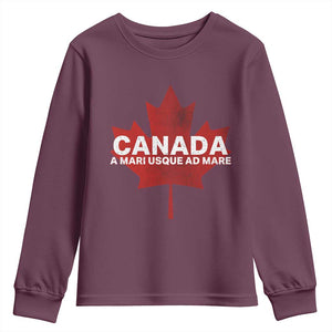 Funny Canada A Mari Usque Ad Mare Youth Sweatshirt Canadian Flag Patriotic TS11 Maroon Print Your Wear