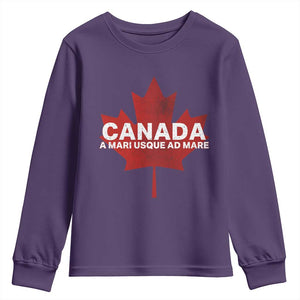 Funny Canada A Mari Usque Ad Mare Youth Sweatshirt Canadian Flag Patriotic TS11 Purple Print Your Wear