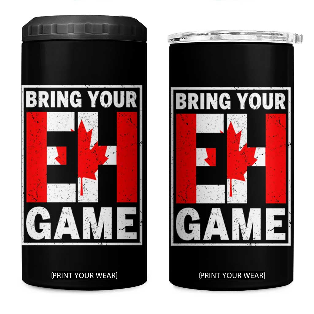 Funny Canada Pride Bring Your Eh Game 4 in 1 Can Cooler Tumbler Canadian Flag TS11 One Size: 16 oz Black Print Your Wear